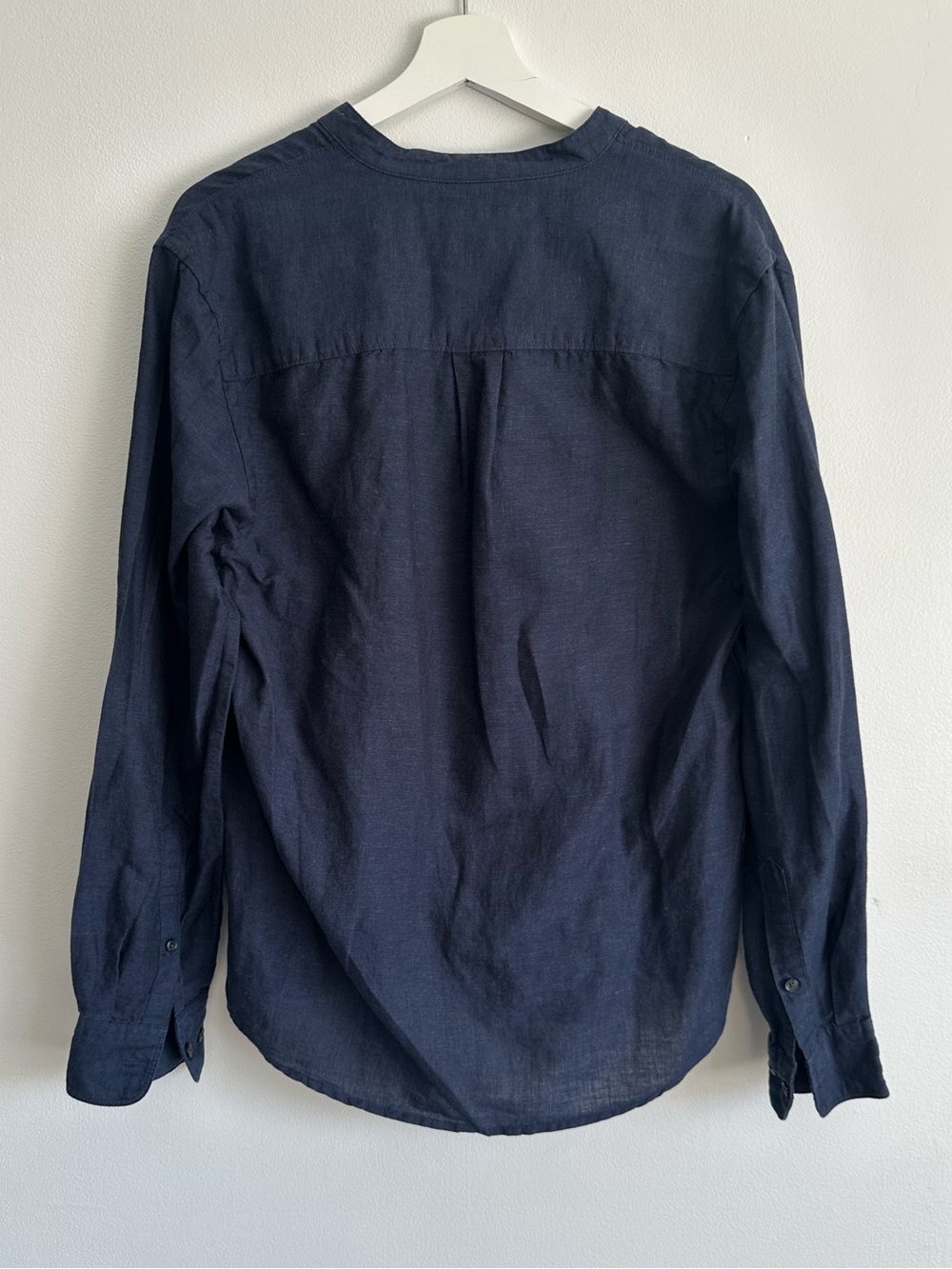 Perry Ellis Linen Cotton Navy V Neck Shirt Size Small - Picture 3 of 7